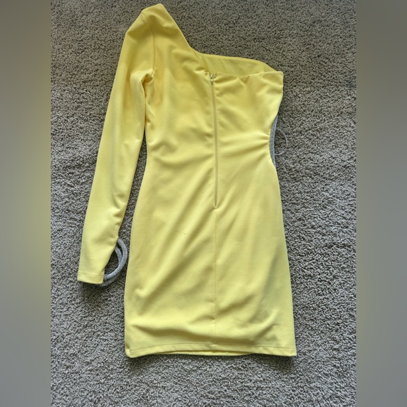 Yellow One Shoulder Cocktail Dress Size Small - Picture 2 of 5